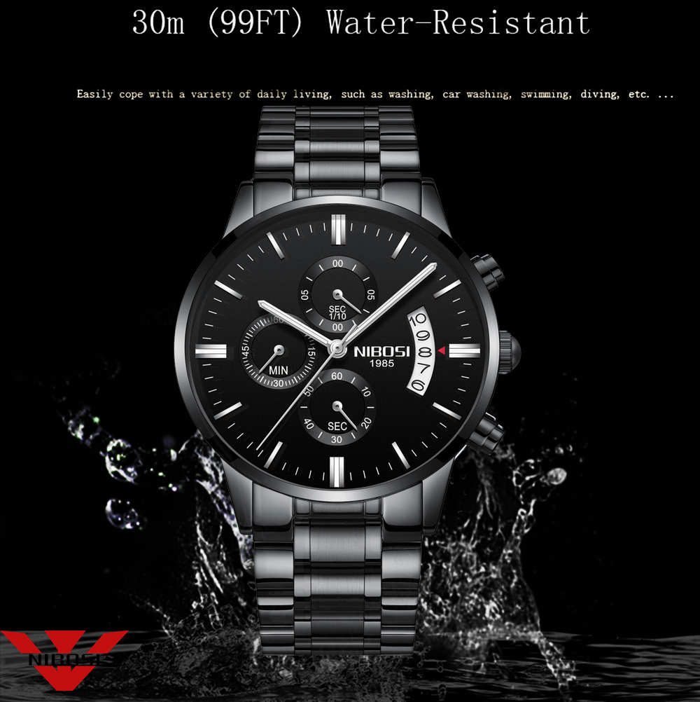 NIBOSI Stainless Steel Black Q - Luxury Watch Exhibition review and price