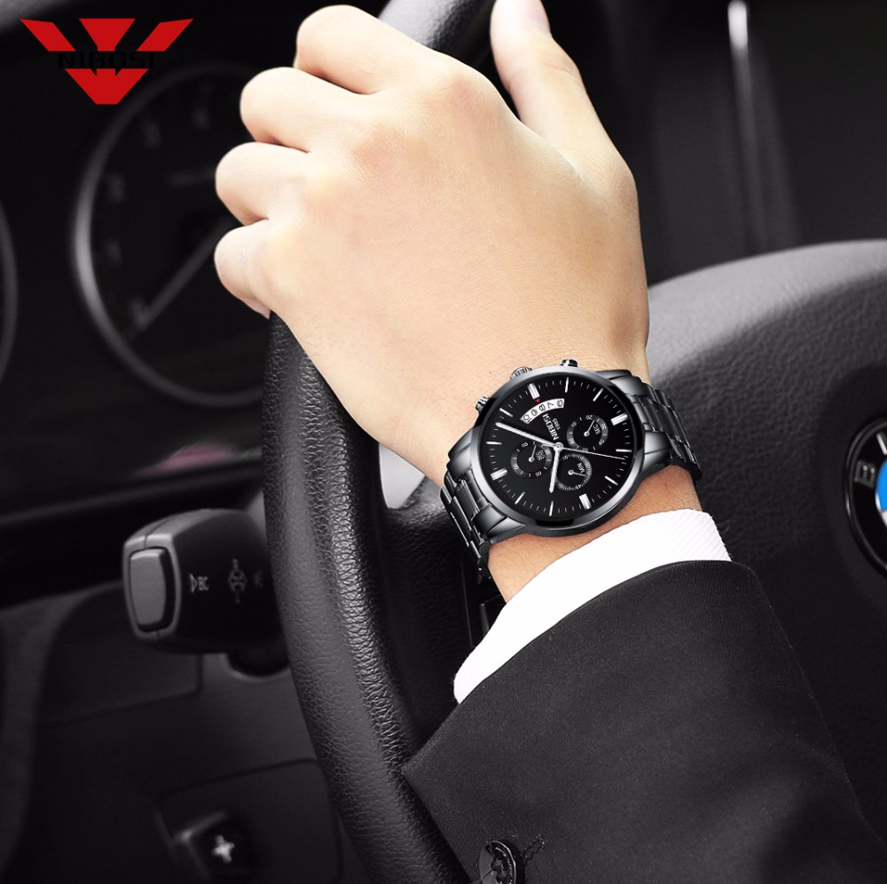NIBOSI Stainless Steel Black Q - Luxury Watch Exhibition review and price