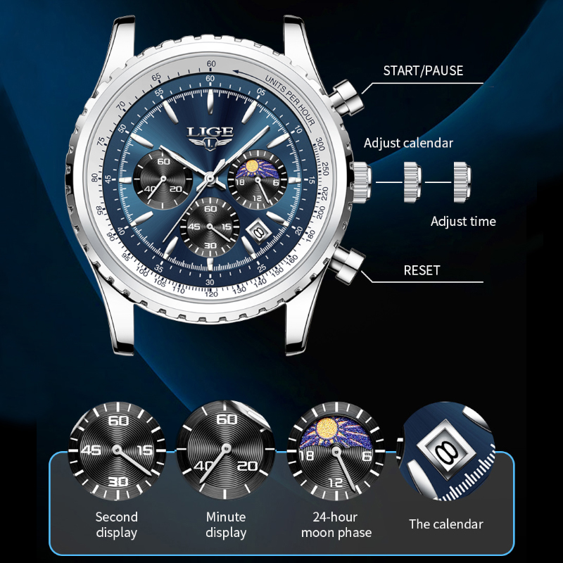 LIGE Brand Luxury Quartz Man W - Luxury Watch Exhibition review and price
