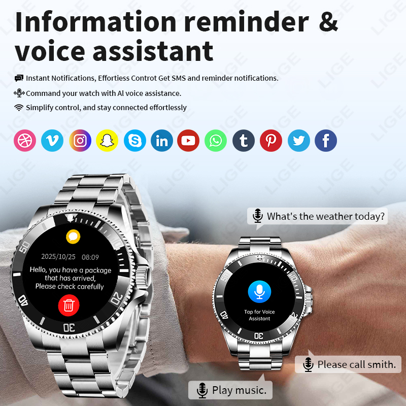 LIGE Business Smart Watch Men  - Luxury Watch On Wrist review and price