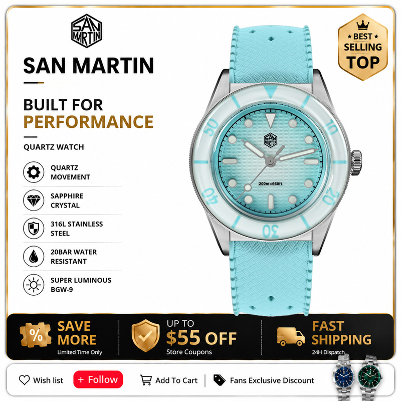 San Martin New Model 32.5mm Wo - Guilloché Dial Watch review and price