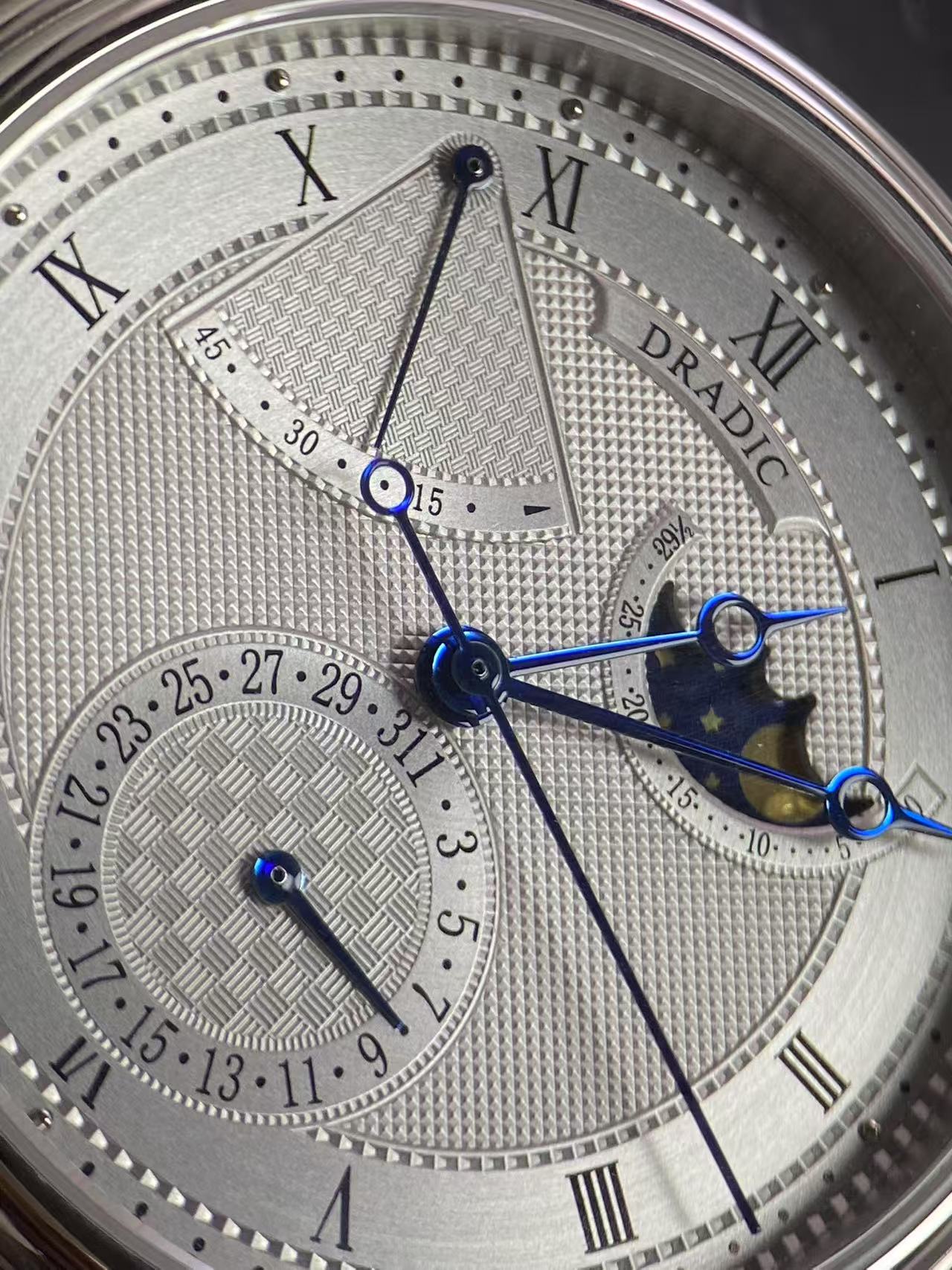 Luxury Moon Phase Power Reserv - Guilloché Dial Watch review and price