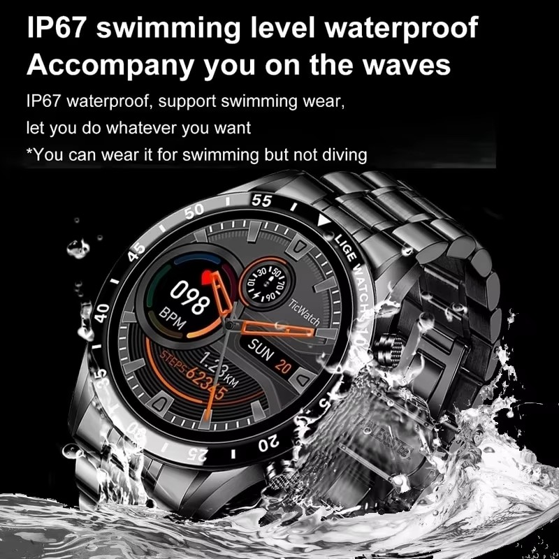 LIGE New Bluetooth Call Smart  - Luxury Watch Arabic review and price
