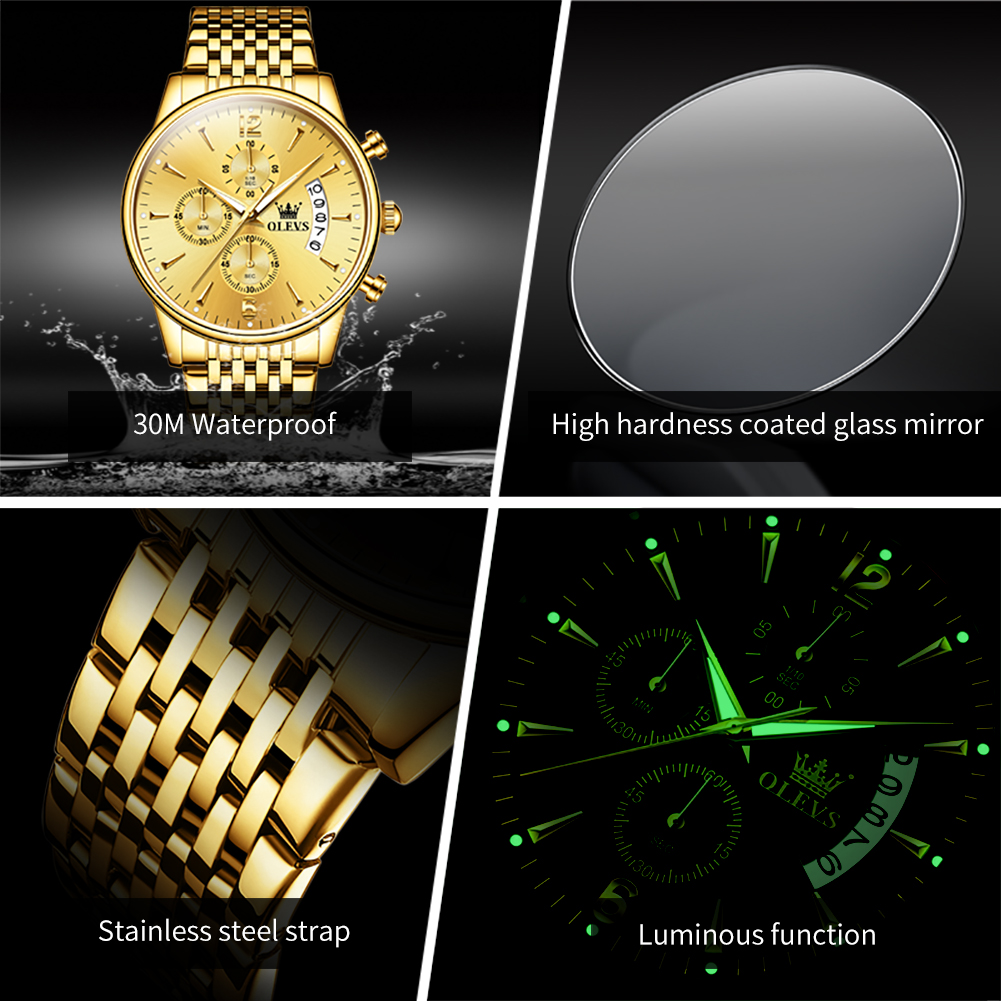 OLEVS Brand Luxury Gold Quartz - Luxury Watch Exhibition review and price