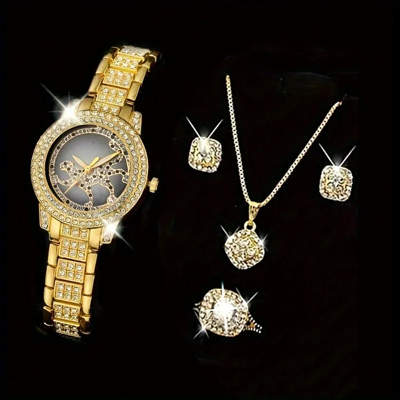 5pcs/set Women's Watch Cheetah - Luxury Watch Gift For Her review and price